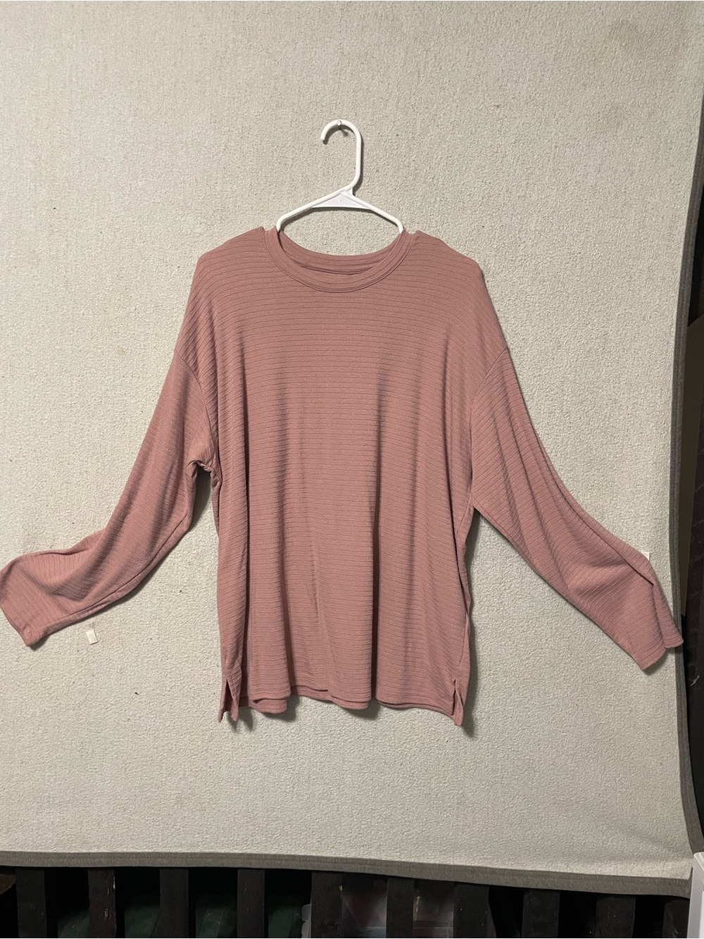 Women's Long Sleeve Ribbed Knit Top - Dusty Rose 24/7 by Maurice's 1x